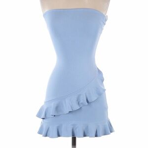 Lovers + Friends Blue Mini Dress with ruffles